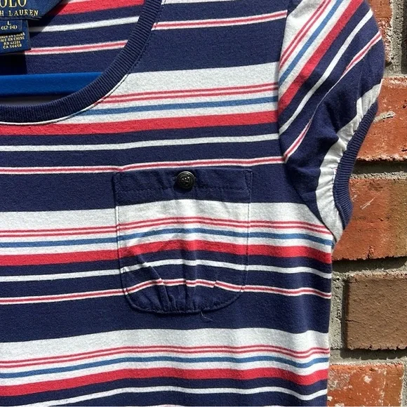 Polo by Ralph Lauren red white and blue Striped Cotton Kids Dress - Picture 4 of 7